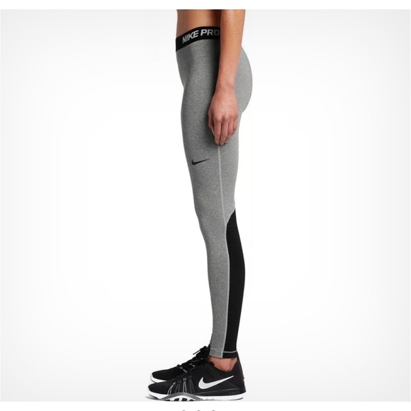 Nike pro warm tights grey black running color block mesh back compression S - Picture 12 of 13